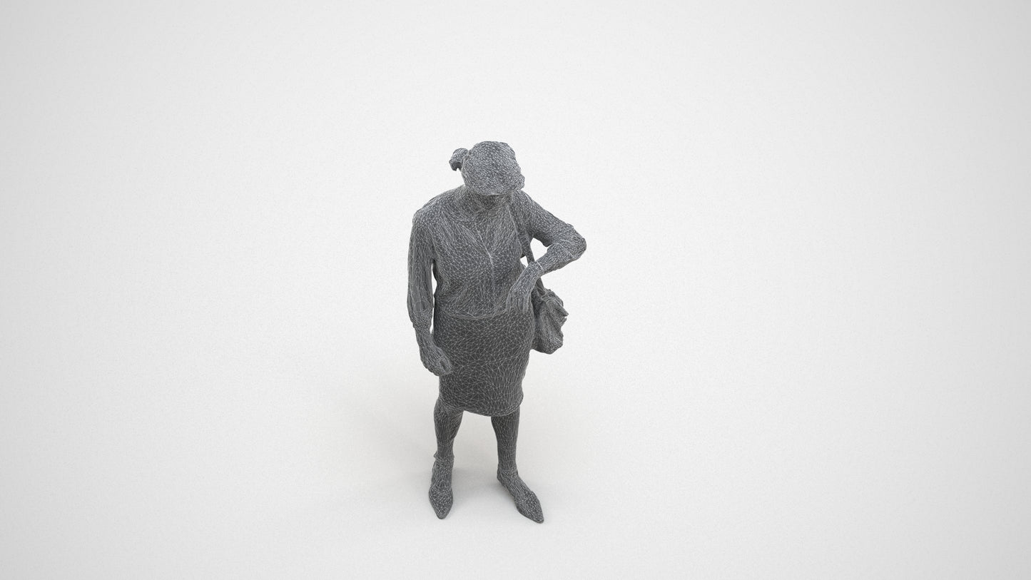 3D scanned senior woman standing business, photorealistic archviz people for Enscape and SketchUp