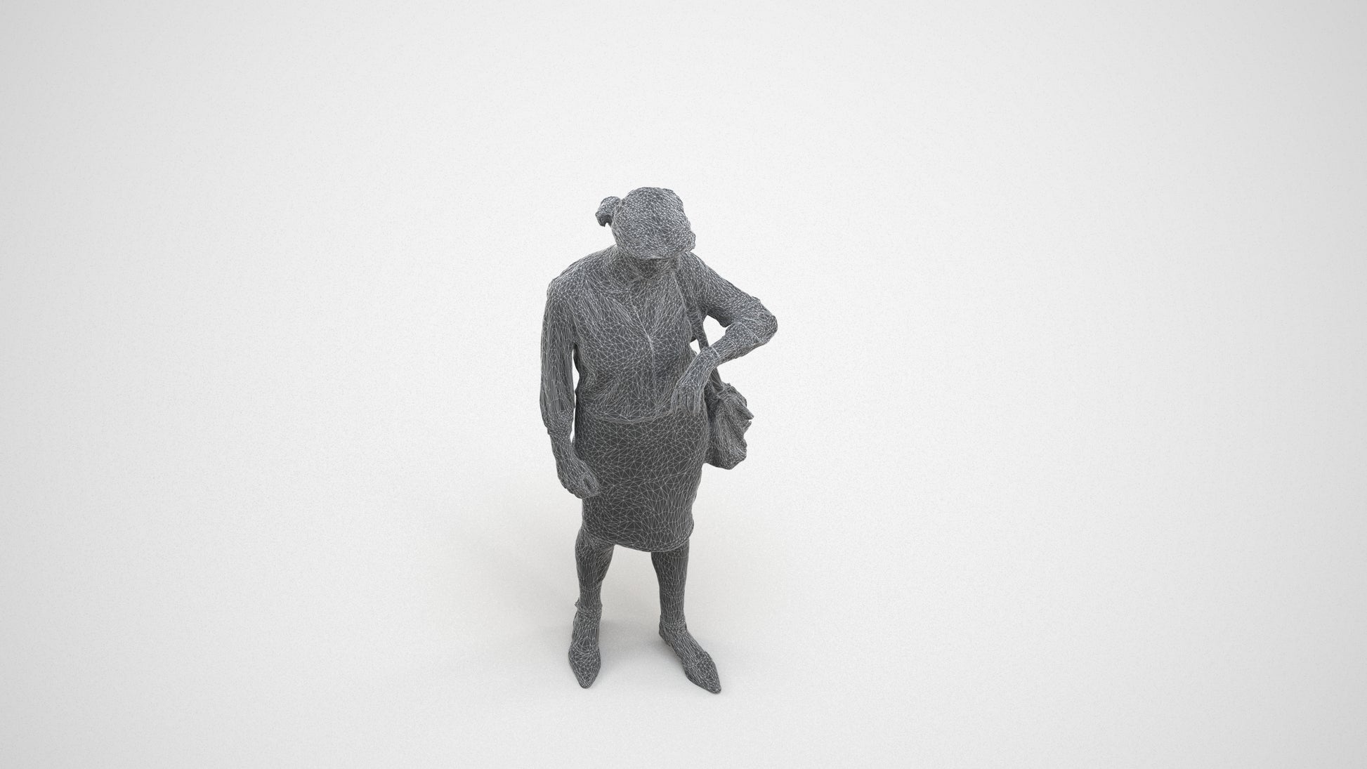 3D scanned senior woman standing business, photorealistic archviz people for Enscape and SketchUp