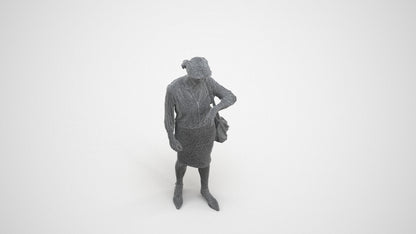 3D scanned senior woman standing business, photorealistic archviz people for Enscape and SketchUp