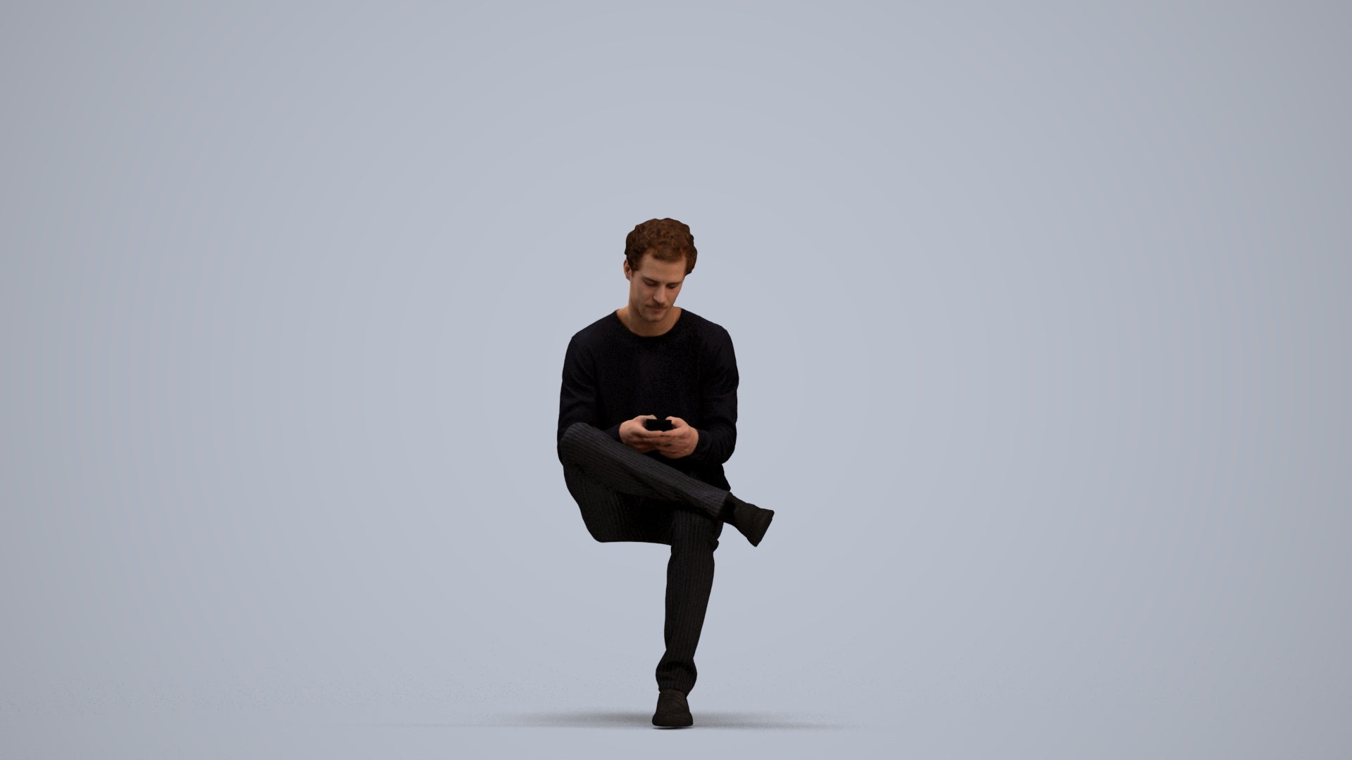 3D scanned man sitting casual, photorealistic archviz people for Enscape and SketchUp, standing pose render