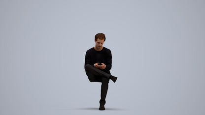 3D scanned man sitting casual, photorealistic archviz people for Enscape and SketchUp, standing pose render