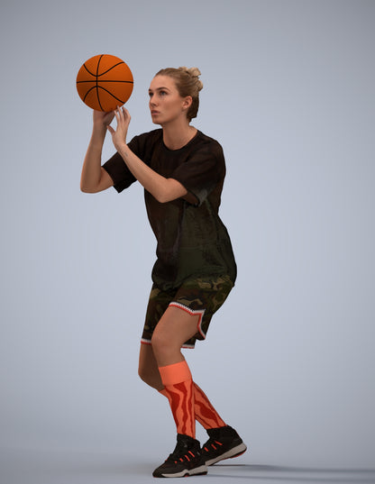 3D human model woman sport, photogrammetry scanned person for archviz
