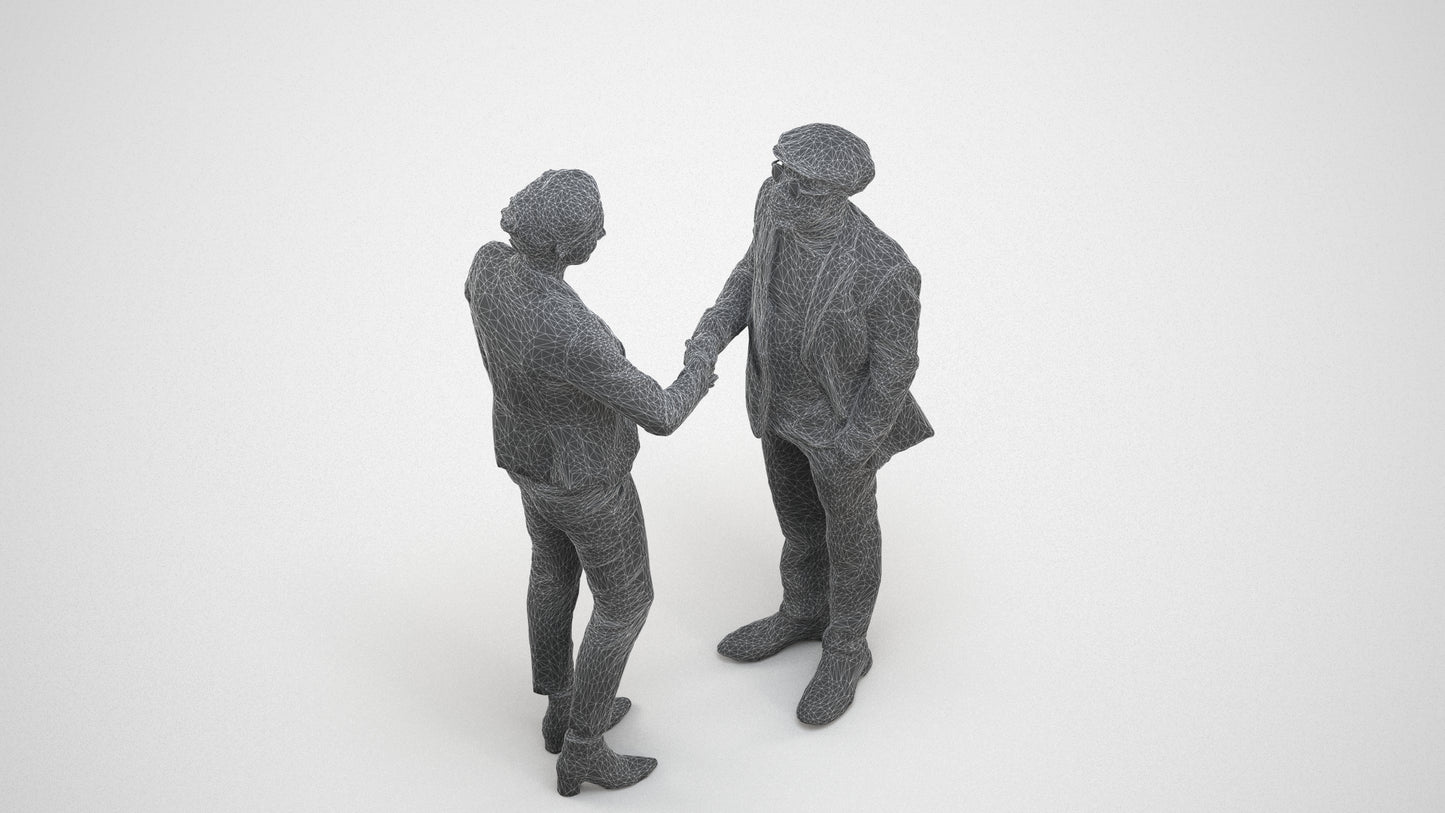 3D scanned woman business, photorealistic archviz people for Enscape and SketchUp, wireframe three-quarter view