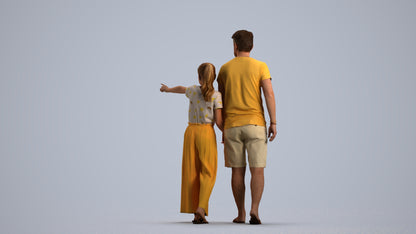 realistic 3D girl casual kids, scanned archviz people for Blender and 3ds Max, front view render