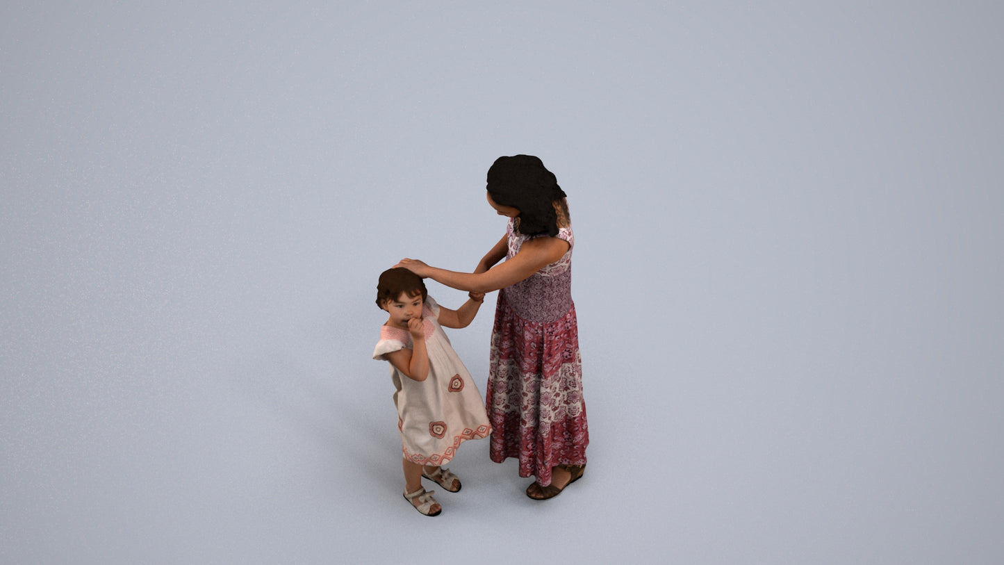 realistic 3D people girl casual kids, render-ready for V-Ray and Corona, FBX OBJ, back view render