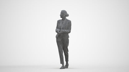realistic 3D human woman business walking, archviz people FBX OBJ for Blender, three-quarter front view render