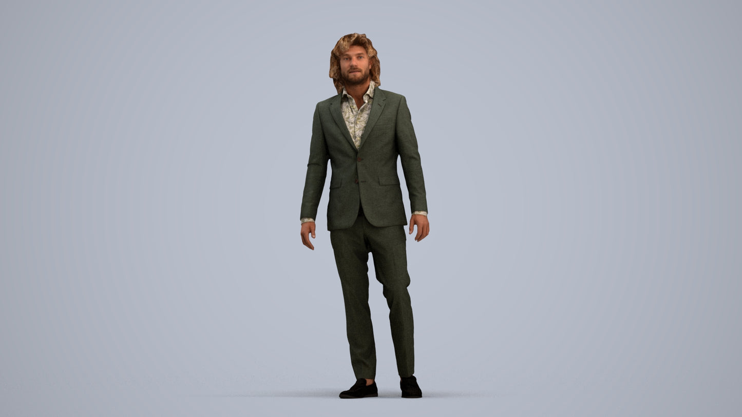 scanned 3D man business, photogrammetry people for Enscape and V-Ray, standing pose render