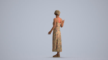 realistic 3D senior woman standing, scanned archviz people for Blender and 3ds Max, front view render