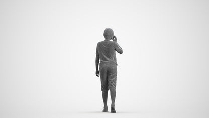 3D human model boy casual kids, photogrammetry scanned person for archviz, wireframe front view