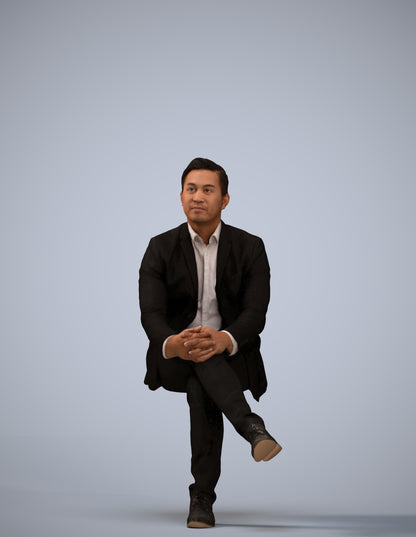 3D people model man business, scanned human for 3ds Max rendering