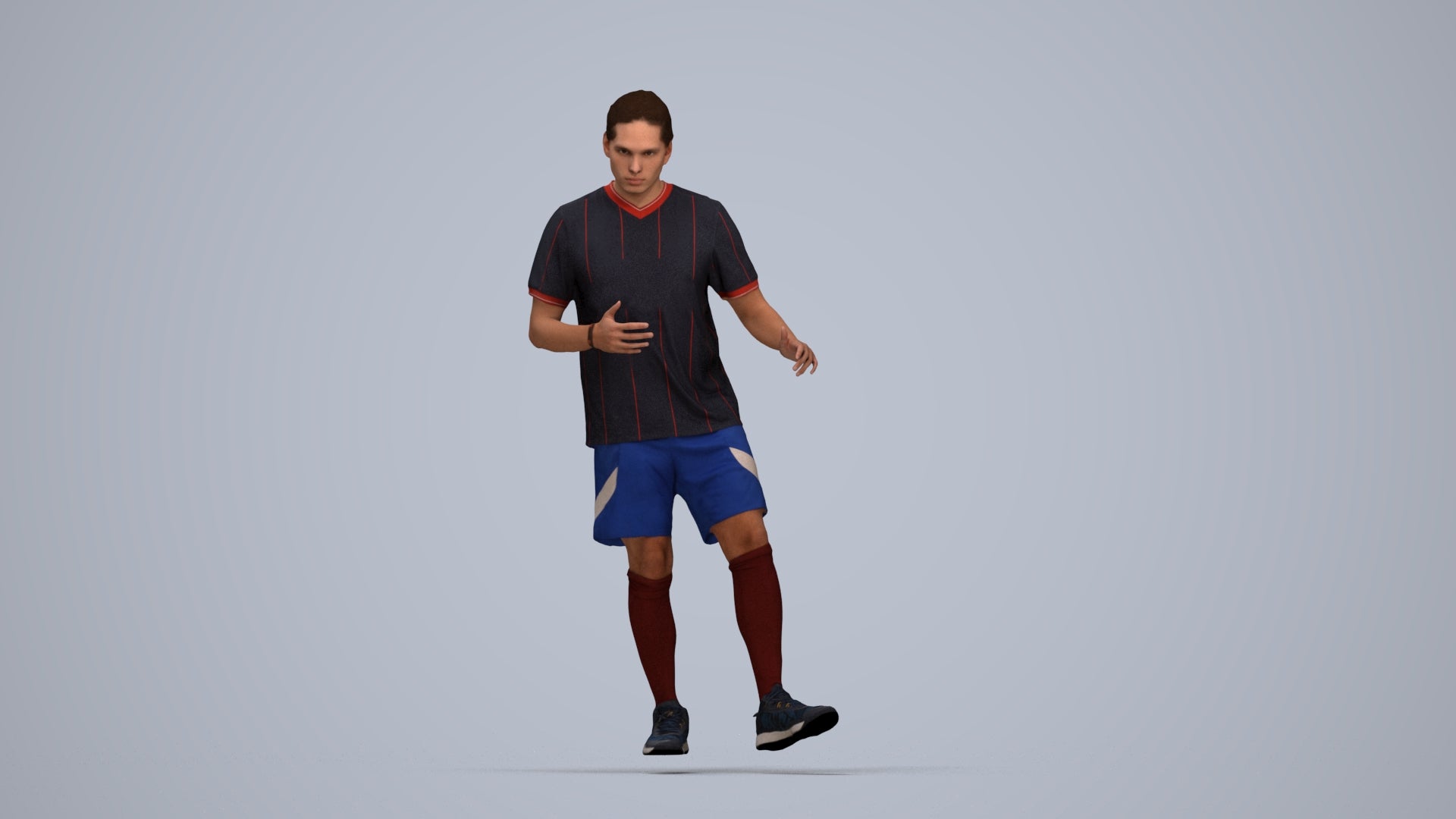 realistic 3D human man sport, archviz people FBX OBJ for Blender, top-down view render
