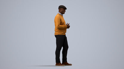 realistic 3D man casual standing, scanned archviz people for Blender and 3ds Max, side view render