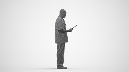 3D people model man medical, scanned human for 3ds Max rendering, wireframe side view