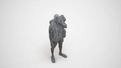realistic 3D human man sport, archviz people FBX OBJ for Blender, wireframe three-quarter view