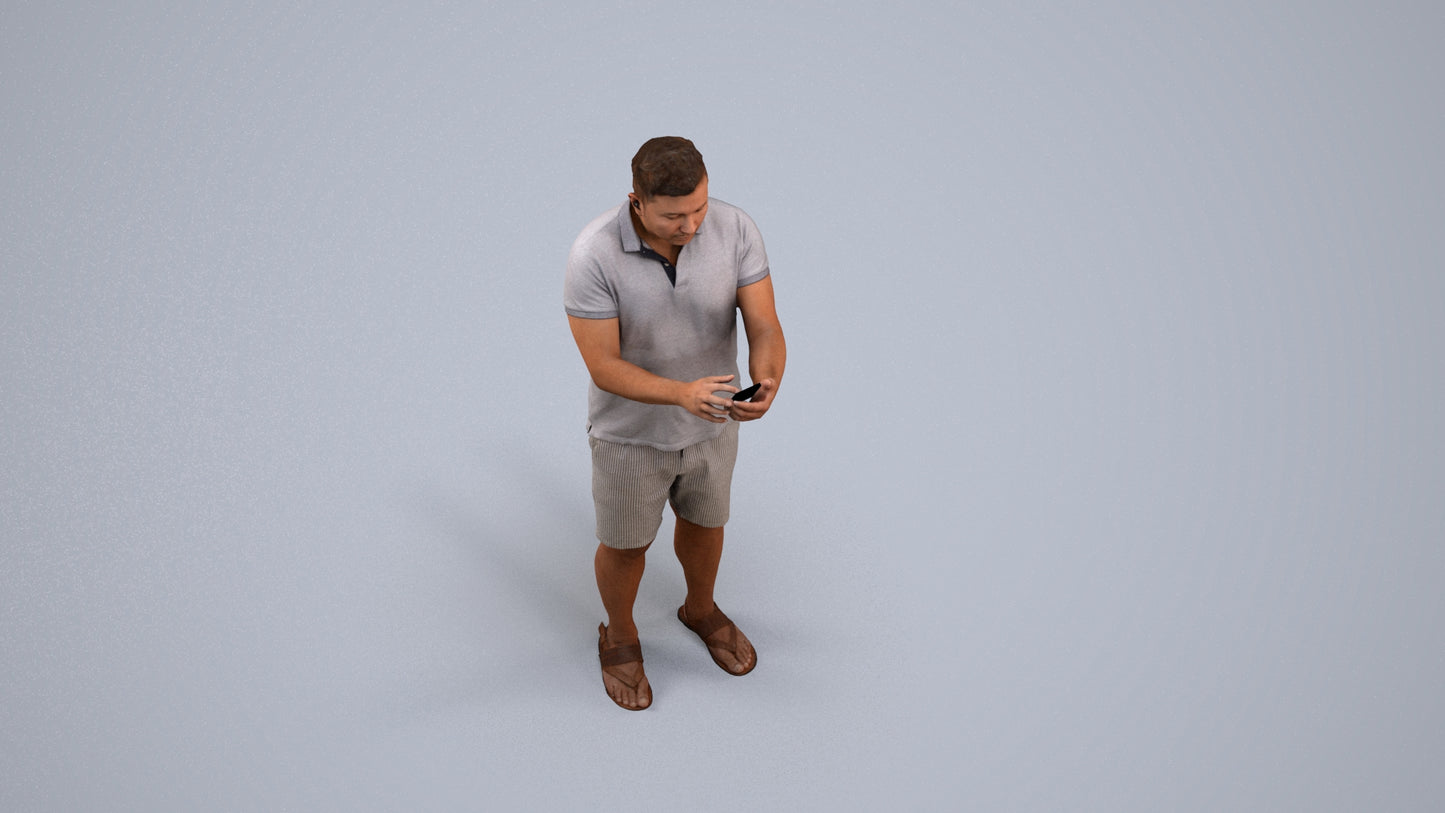 realistic 3D human man casual standing, archviz people FBX OBJ for Blender, back view render
