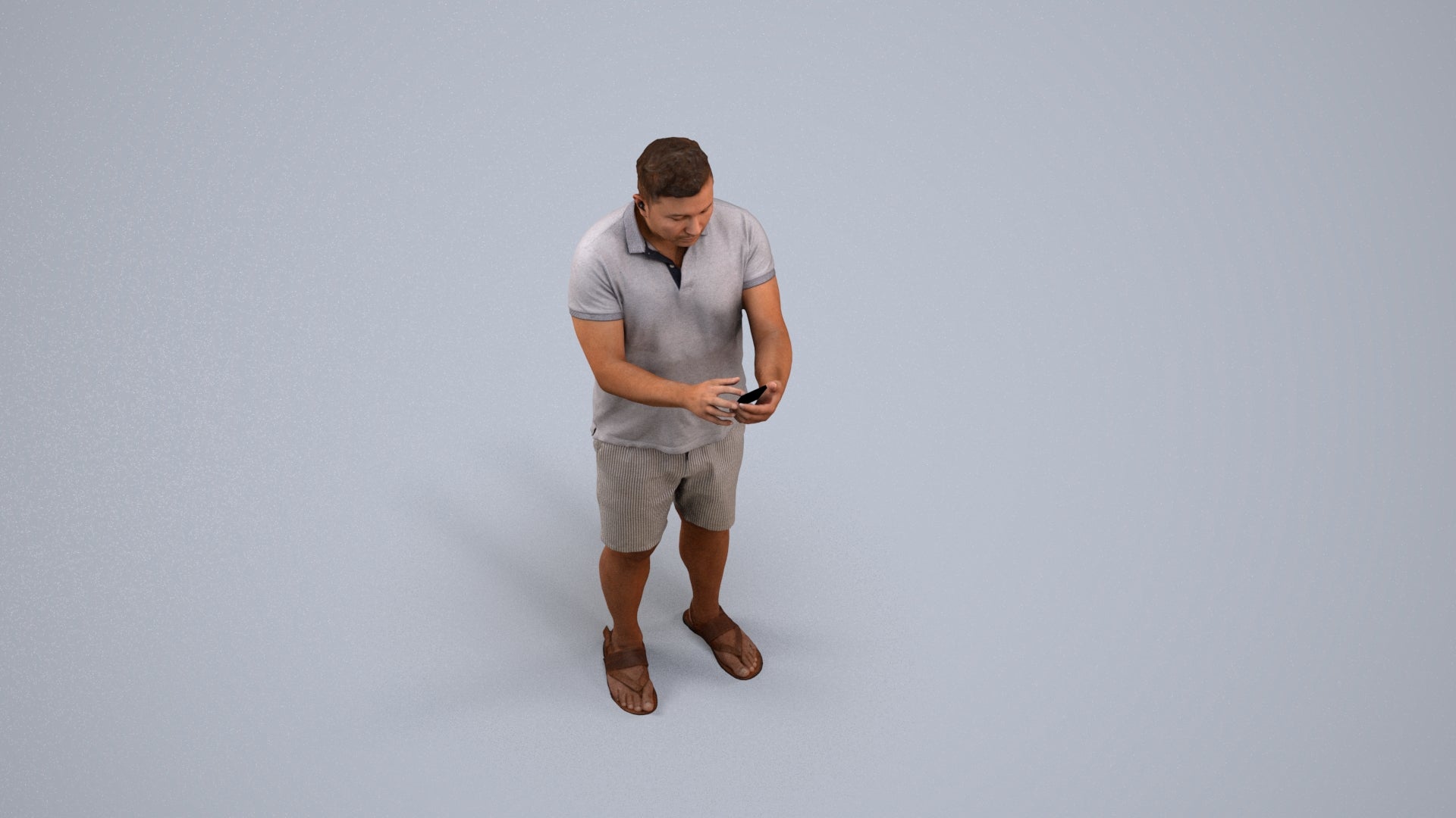 realistic 3D human man casual standing, archviz people FBX OBJ for Blender, back view render