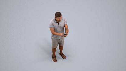 realistic 3D human man casual standing, archviz people FBX OBJ for Blender, back view render
