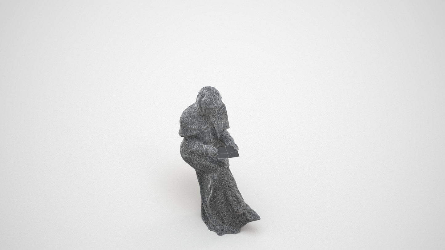 realistic 3D woman sitting, scanned archviz people for Blender and 3ds Max, wireframe three-quarter view