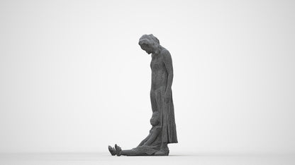 photogrammetry 3D girl casual kids, realistic human model archviz FBX, wireframe back view