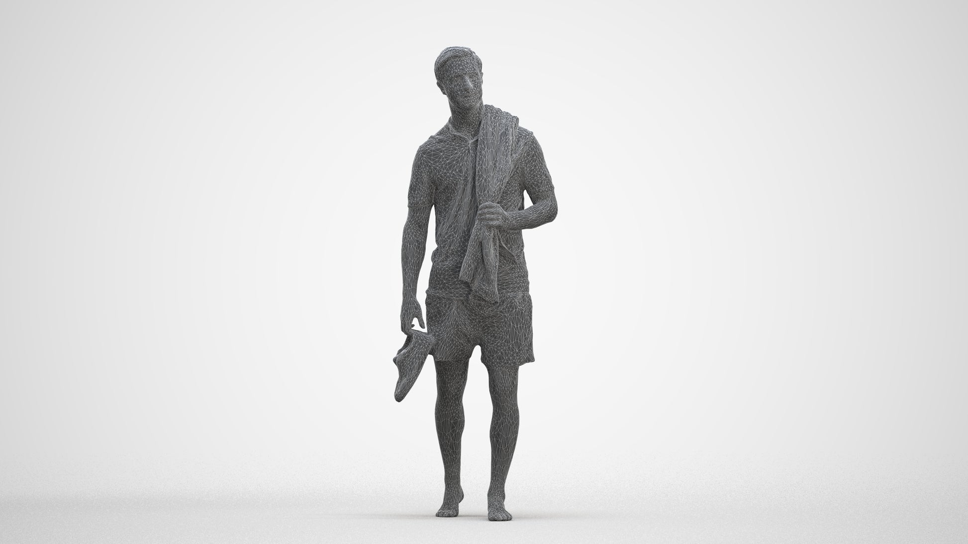 realistic 3D people man casual pool, render-ready for V-Ray and Corona, FBX OBJ, three-quarter front view render