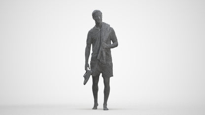 realistic 3D people man casual pool, render-ready for V-Ray and Corona, FBX OBJ, three-quarter front view render