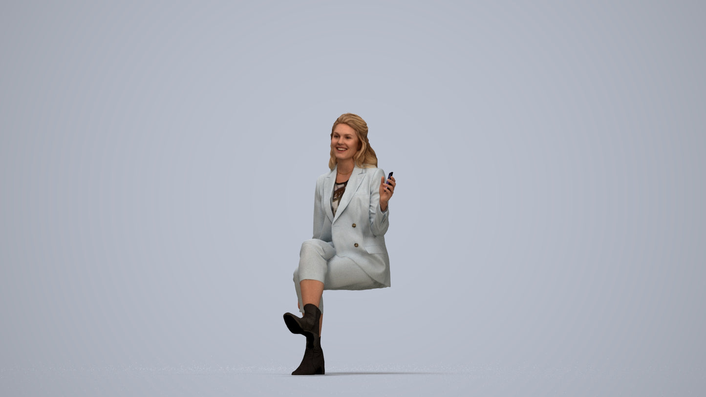 3D scanned woman business, photorealistic archviz people for Enscape and SketchUp, top-down view render