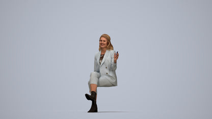 3D scanned woman business, photorealistic archviz people for Enscape and SketchUp, top-down view render