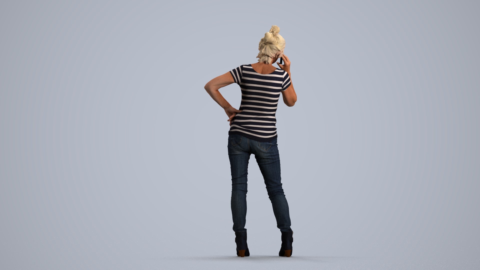 3D people model senior woman casual standing, scanned human for 3ds Max rendering, front view render