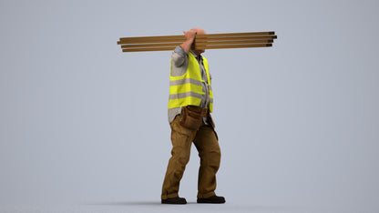 3D scanned senior man walking, photorealistic archviz people for Enscape and SketchUp, side view render