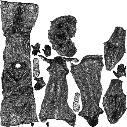 realistic 3D people woman casual walking, render-ready for V-Ray and Corona, FBX OBJ, wireframe top-down view