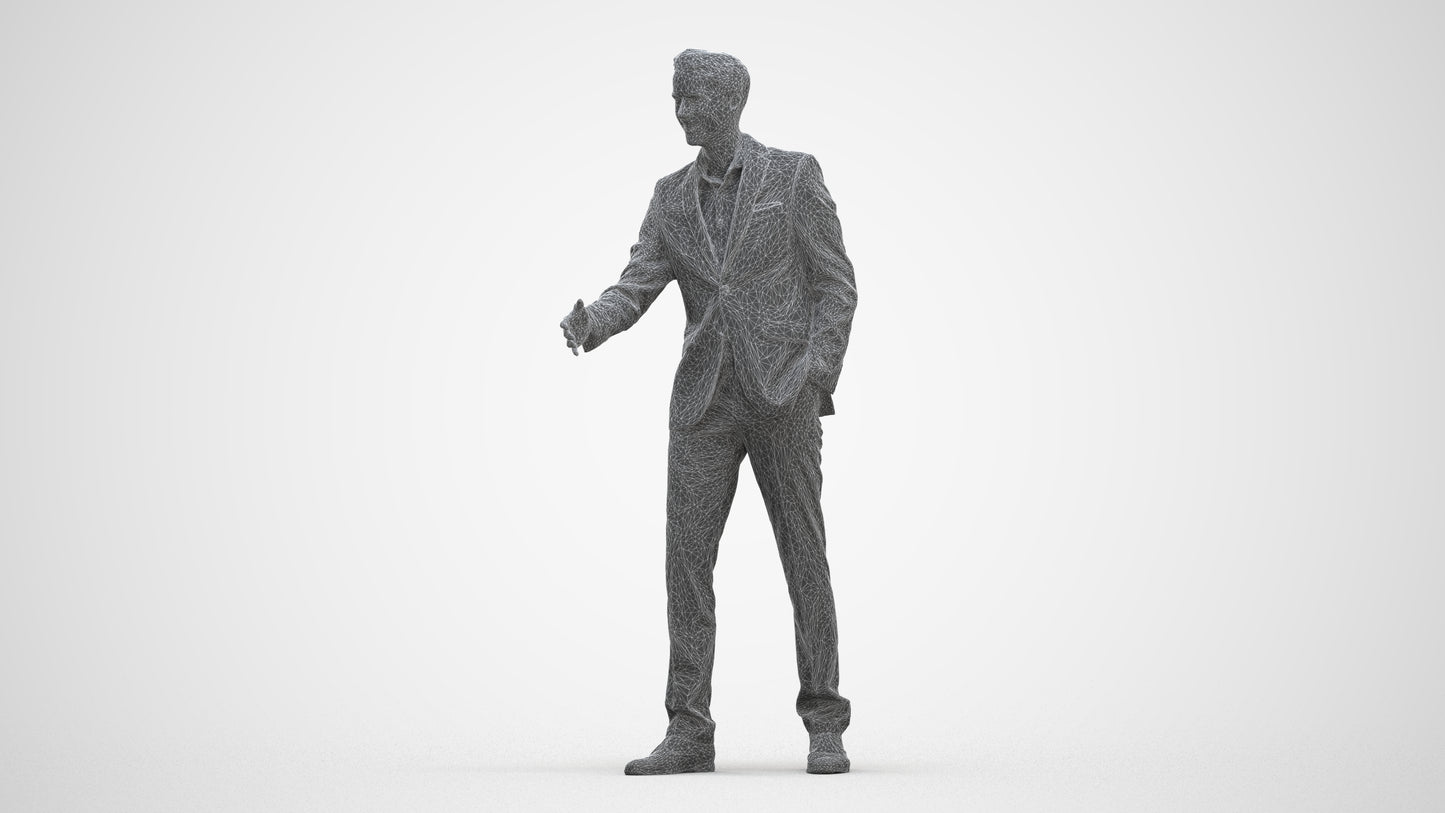 realistic 3D human man business, archviz people FBX OBJ for Blender, three-quarter front view render