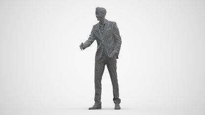 realistic 3D human man business, archviz people FBX OBJ for Blender, three-quarter front view render