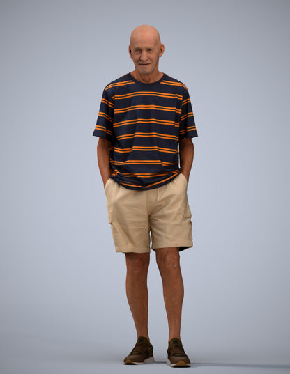 realistic 3D senior man casual standing, scanned archviz people for Blender and 3ds Max