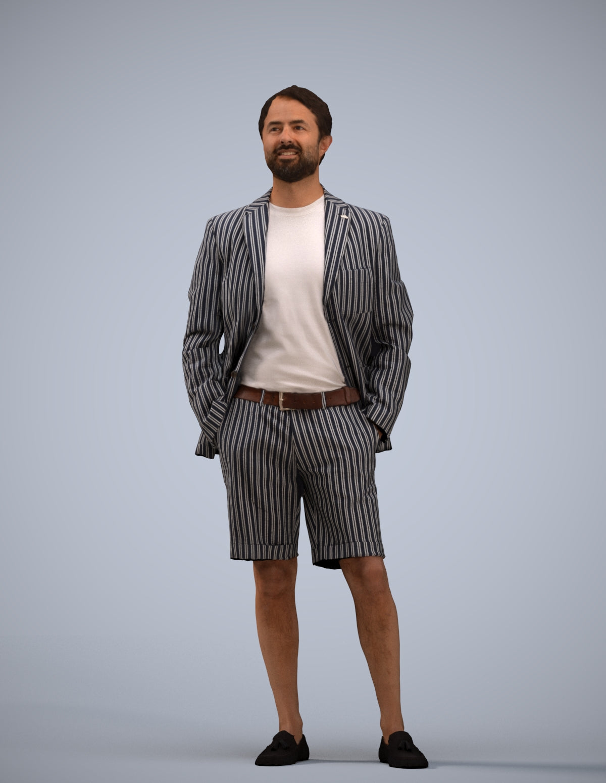 scanned 3D man business standing, photogrammetry people for Enscape and V-Ray
