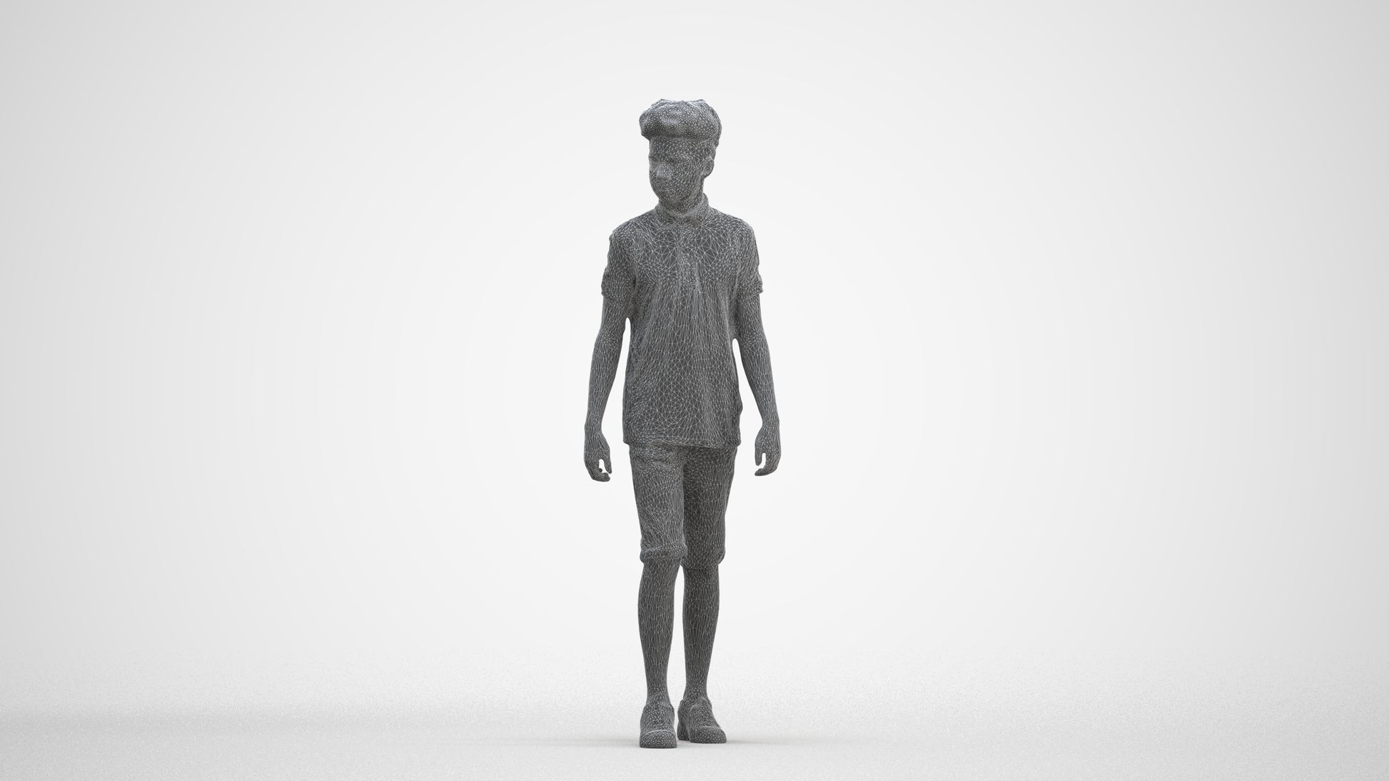 realistic 3D people boy casual kids, render-ready for V-Ray and Corona, FBX OBJ, three-quarter front view render