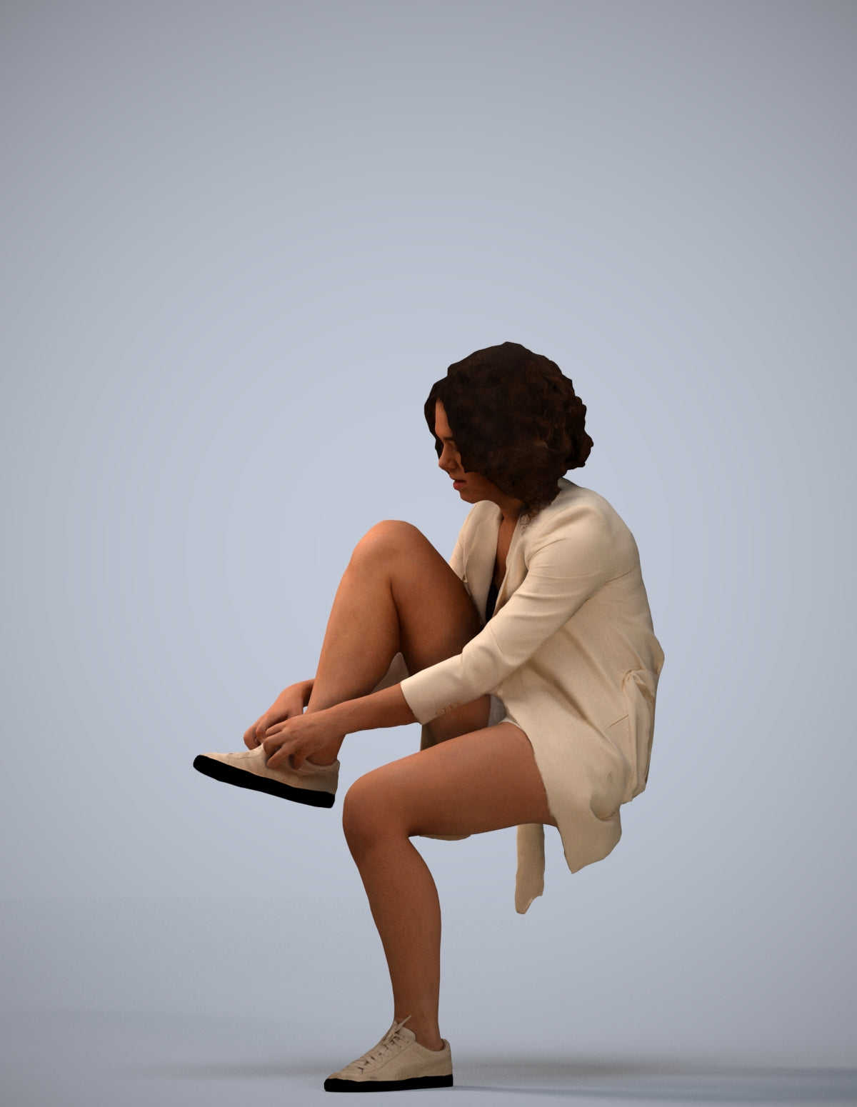 realistic 3D human woman business sitting, archviz people FBX OBJ for Blender