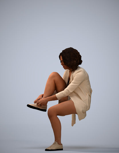 realistic 3D human woman business sitting, archviz people FBX OBJ for Blender