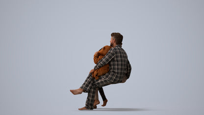 3D people model girl kids, scanned human for 3ds Max rendering, three-quarter view render