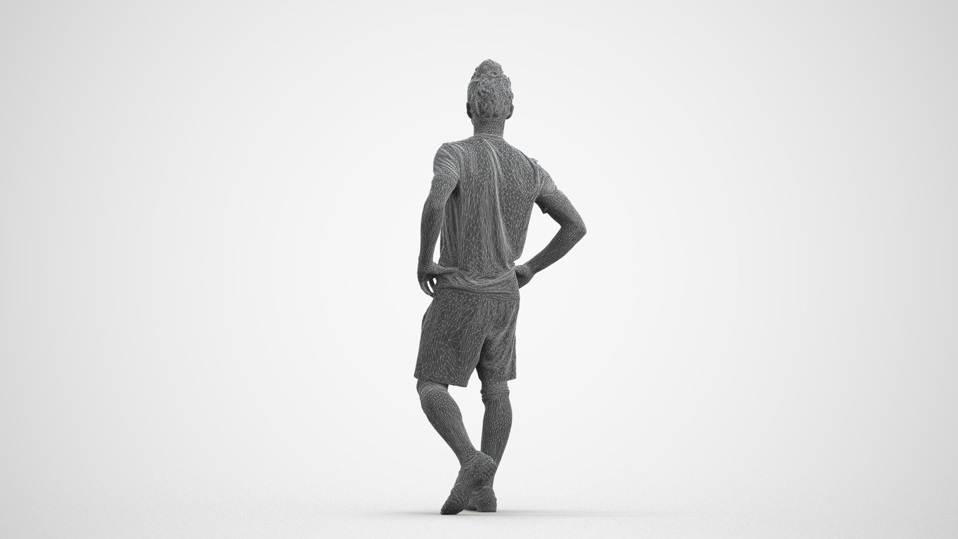 realistic 3D people man sport, render-ready for V-Ray and Corona, FBX OBJ, wireframe front view