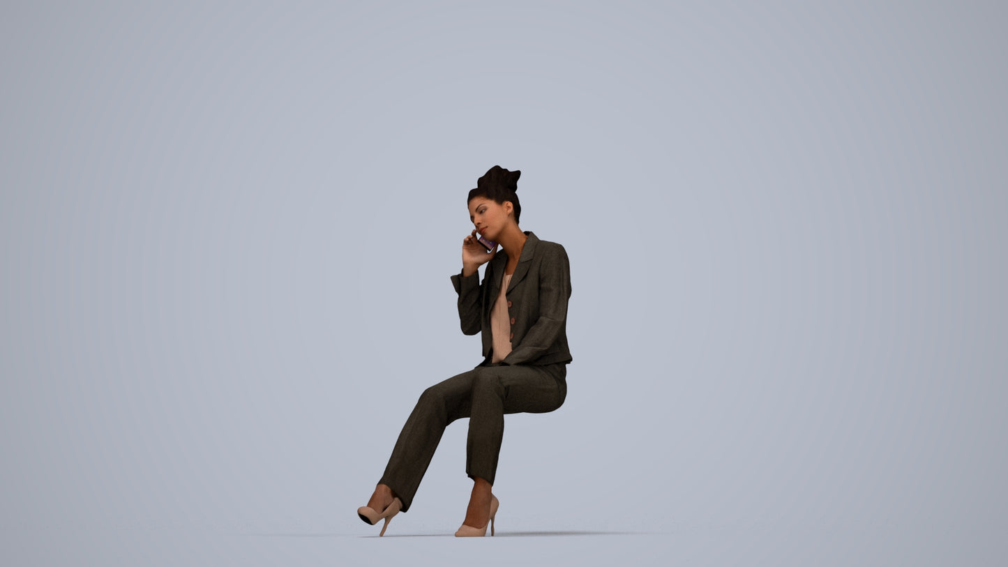 realistic 3D people woman business, render-ready for V-Ray and Corona, FBX OBJ, top-down view render
