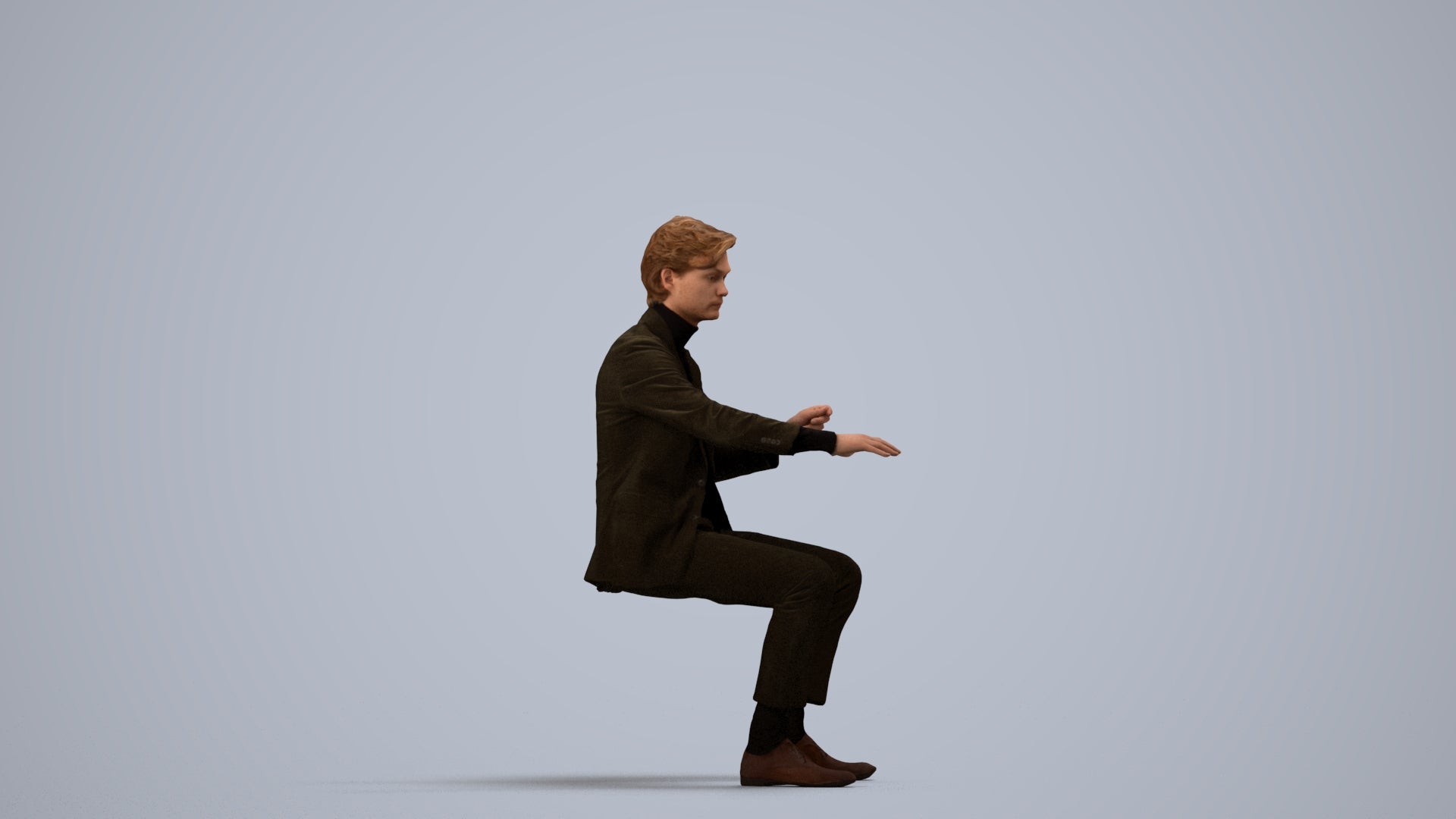 3D scanned man business, photorealistic archviz people for Enscape and SketchUp, side view render