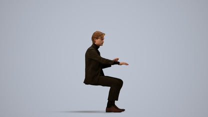 3D scanned man business, photorealistic archviz people for Enscape and SketchUp, side view render