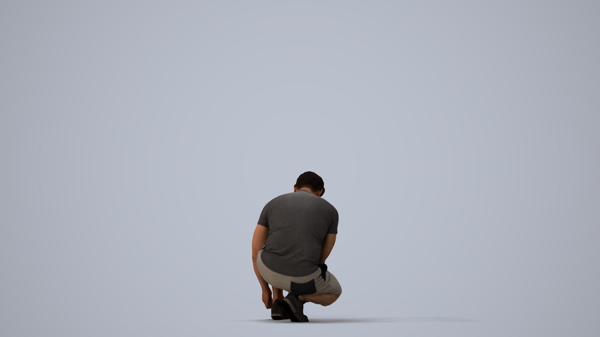 scanned 3D man sport standing, photogrammetry people for Enscape and V-Ray, three-quarter view render