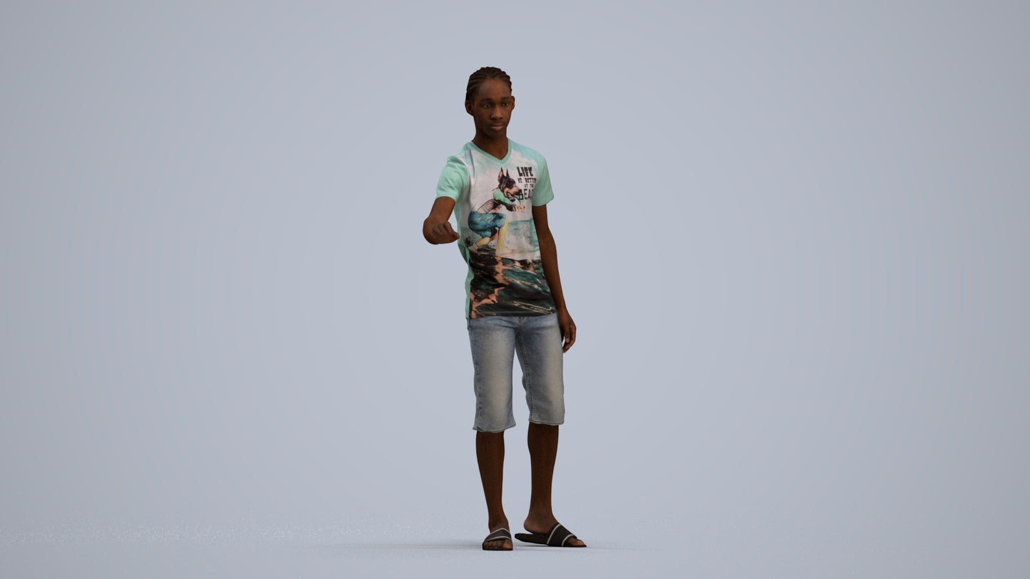realistic 3D people boy casual kids, render-ready for V-Ray and Corona, FBX OBJ, standing pose render