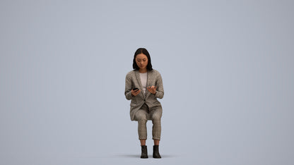 realistic 3D human woman business, archviz people FBX OBJ for Blender, standing pose render