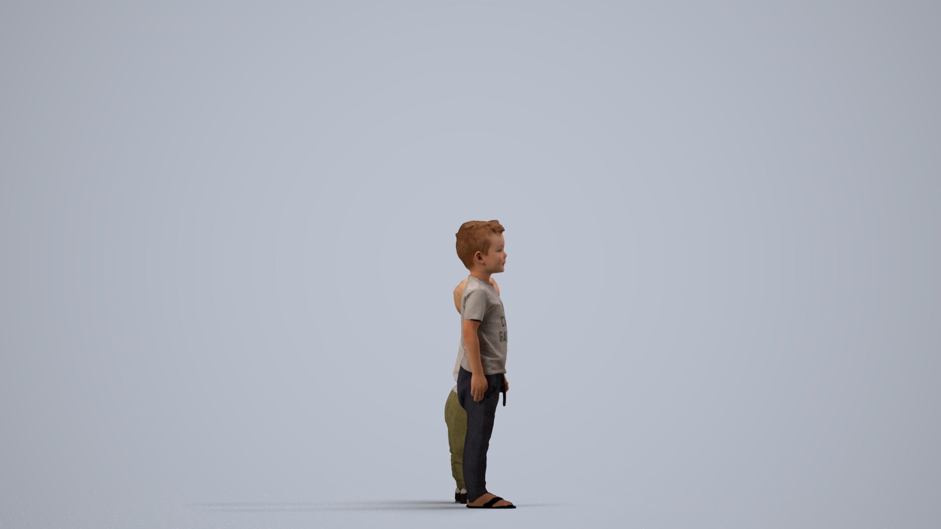 3D people model boy casual kids, scanned human for 3ds Max rendering, side view render