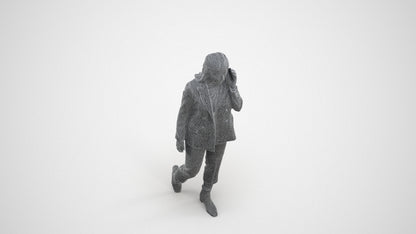 3D scanned woman business, photorealistic archviz people for Enscape and SketchUp, wireframe three-quarter view