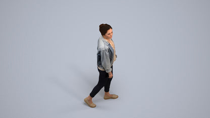 realistic 3D people woman casual walking, render-ready for V-Ray and Corona, FBX OBJ, back view render