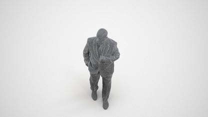 scanned 3D senior man business, photogrammetry people for Enscape and V-Ray, wireframe three-quarter view