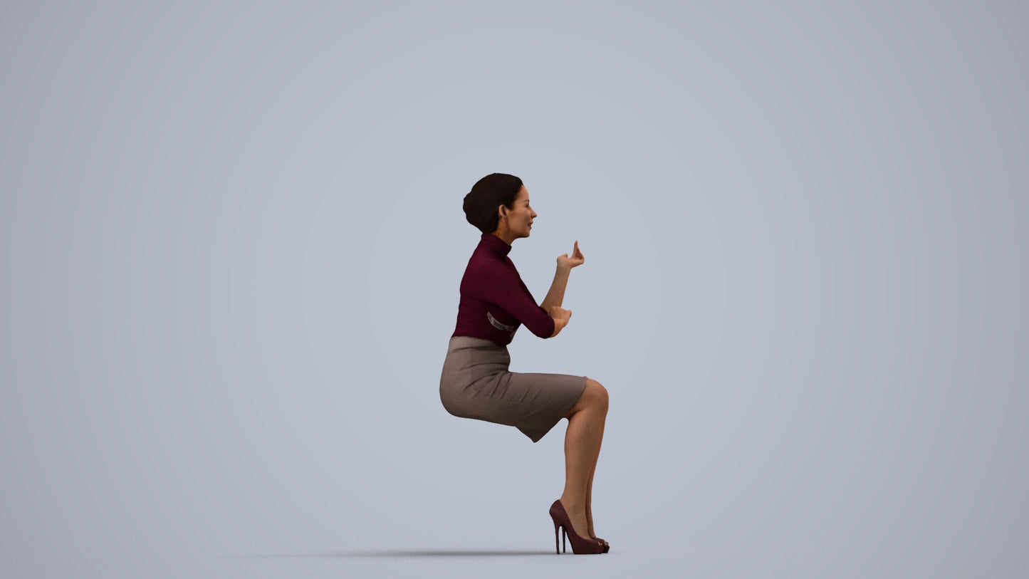 3D people model woman business, scanned human for 3ds Max rendering, side view render